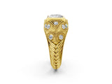 Yellow gold Bezel Set Princess Cut Diamond Milgrain Band Ring_15