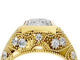 Yellow gold Bezel Set Princess Cut Diamond Milgrain Band Ring_17