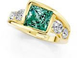 Yellow gold Bezel Set Princess Cut Diamond Split Shank Ring_1