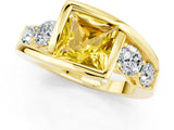 Yellow gold Bezel Set Princess Cut Diamond Split Shank Ring_1