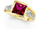 Yellow gold Bezel Set Princess Cut Diamond Split Shank Ring_1