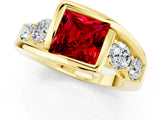 Yellow gold Bezel Set Princess Cut Diamond Split Shank Ring_1