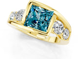 Yellow gold Bezel Set Princess Cut Diamond Split Shank Ring_1