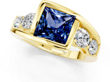 Yellow gold Bezel Set Princess Cut Diamond Split Shank Ring_1
