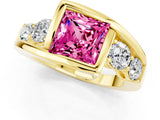 Yellow gold Bezel Set Princess Cut Diamond Split Shank Ring_1
