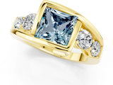 Yellow gold Bezel Set Princess Cut Diamond Split Shank Ring_1
