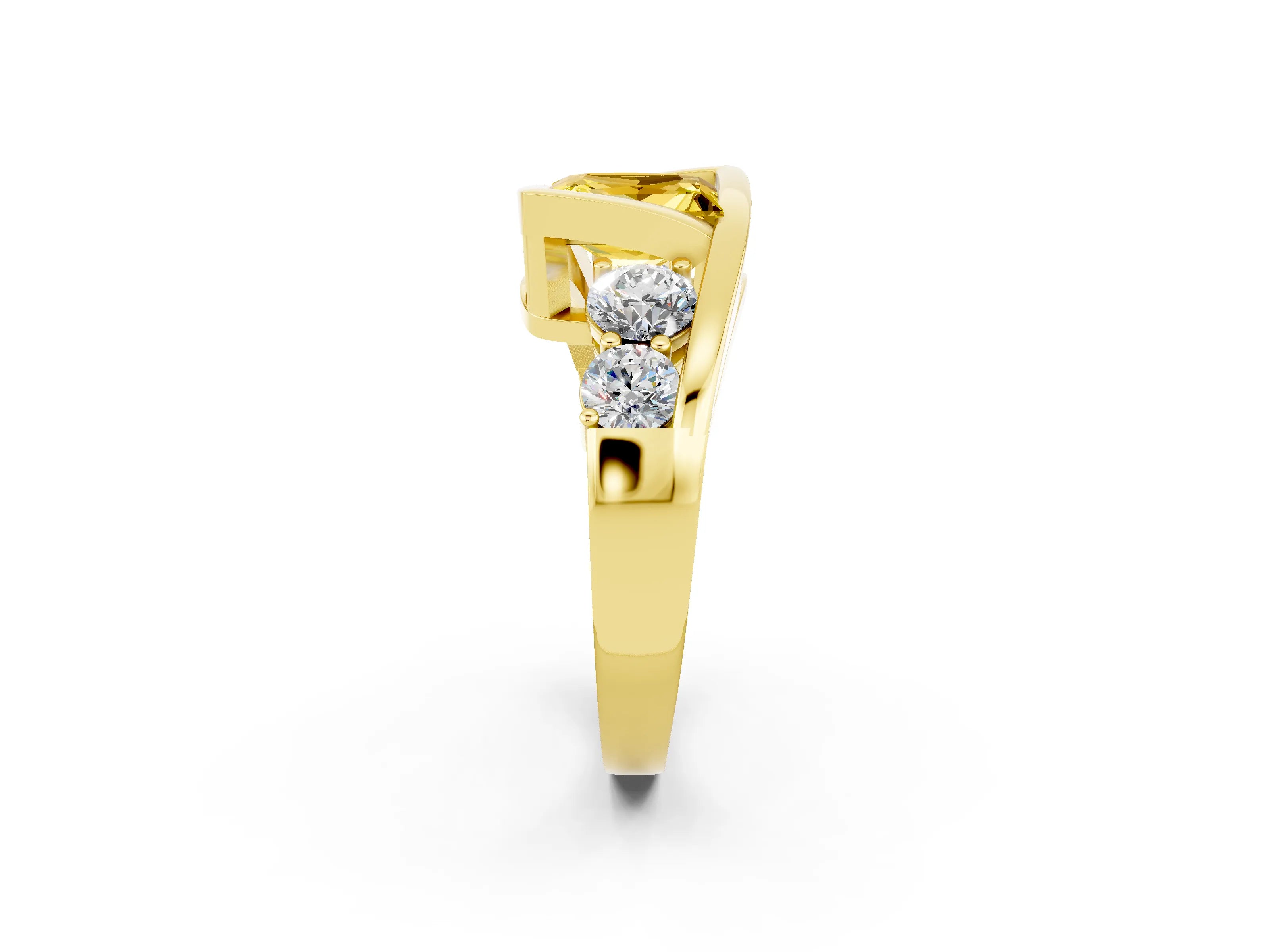 Yellow gold Bezel Set Princess Cut Diamond Split Shank Ring_2