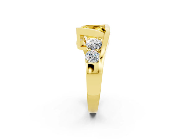 Yellow gold Bezel Set Princess Cut Yellow Sapphire Bypass Ring with Round  Accents
