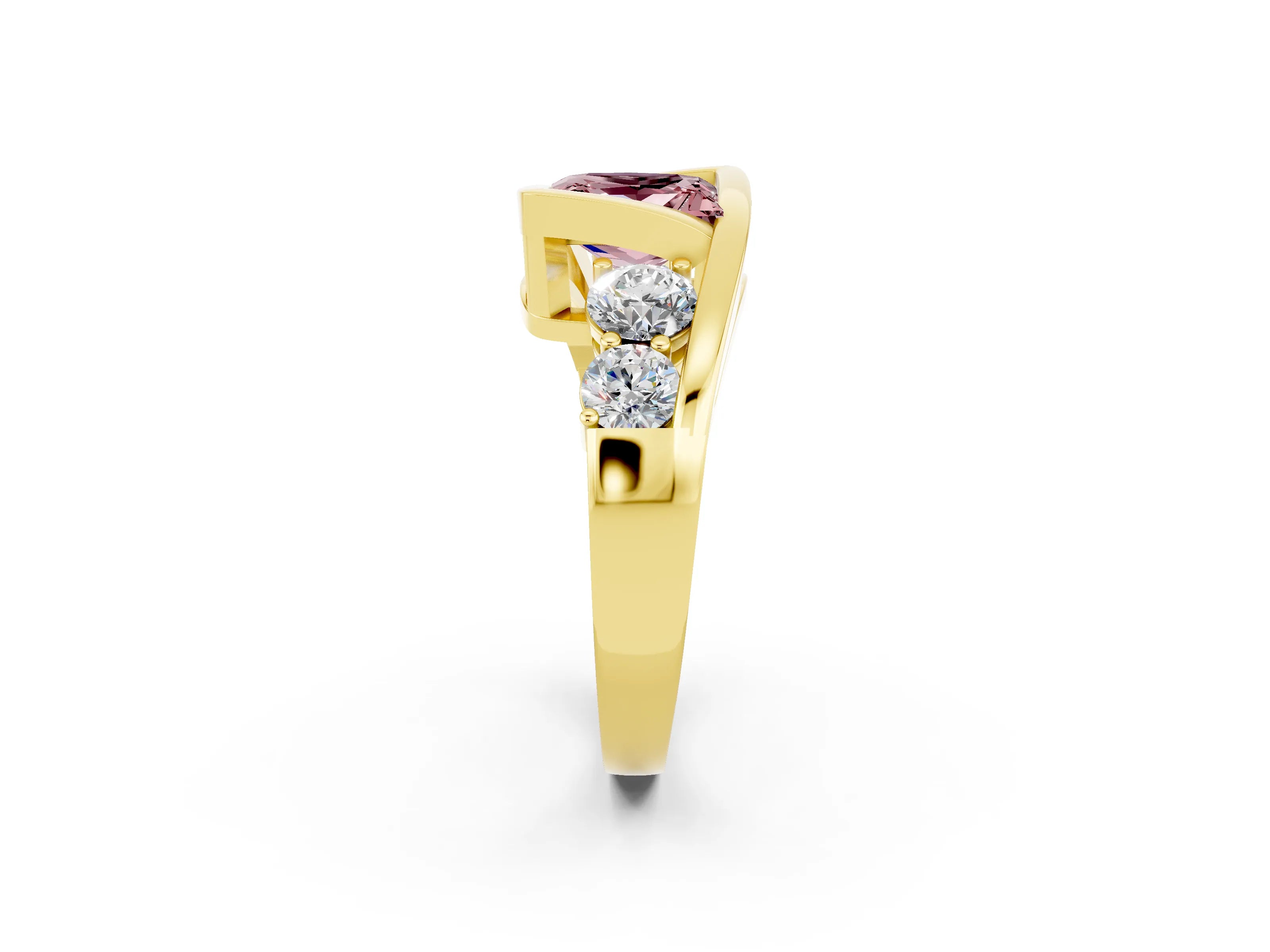 Yellow gold Bezel Set Princess Cut Diamond Split Shank Ring_2
