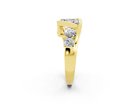 Yellow gold Bezel Set Princess Cut Diamond Split Shank Ring_2
