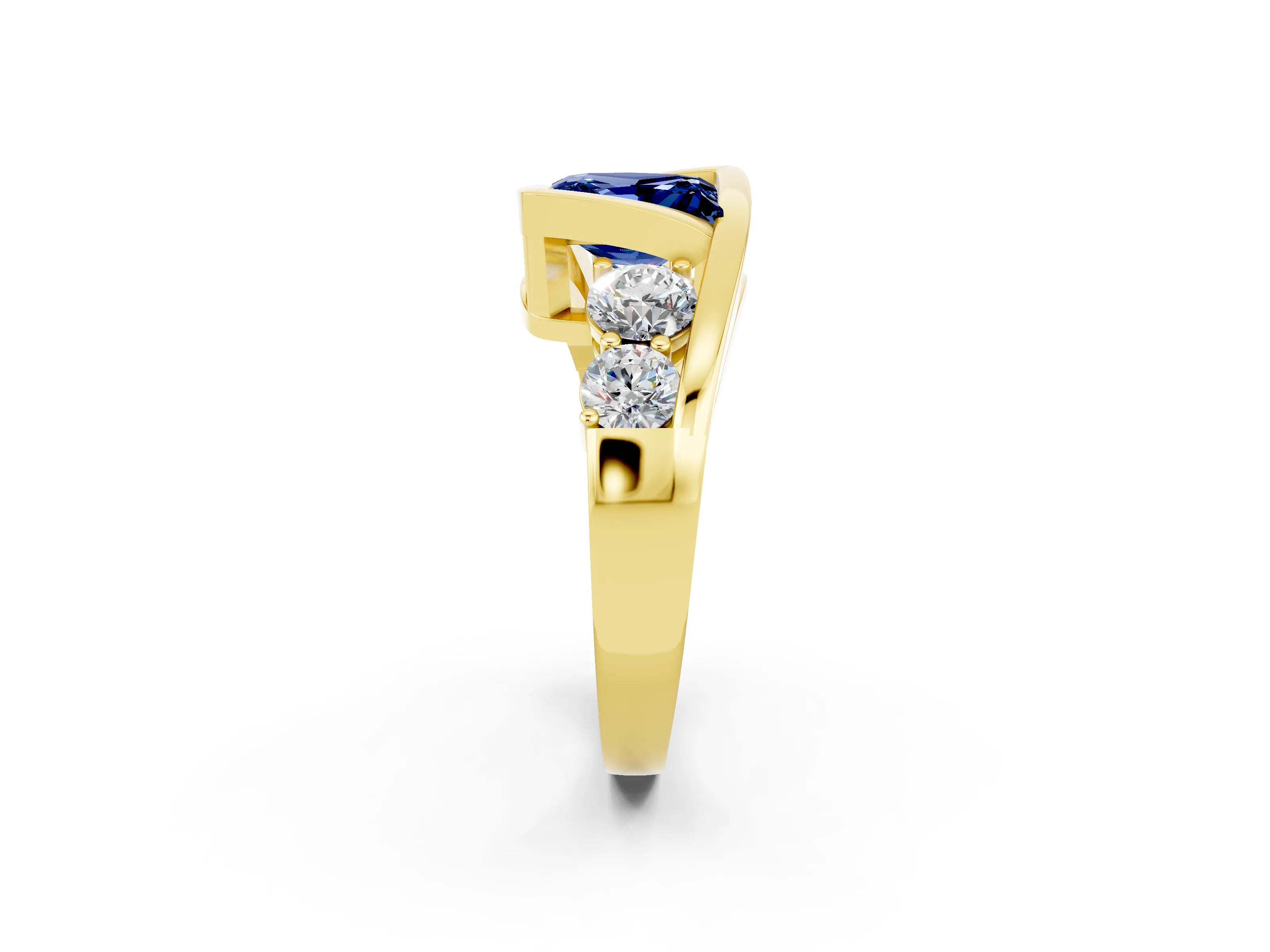 Yellow gold Bezel Set Princess Cut Diamond Split Shank Ring_2