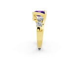Yellow gold Bezel Set Princess Cut Diamond Split Shank Ring_2