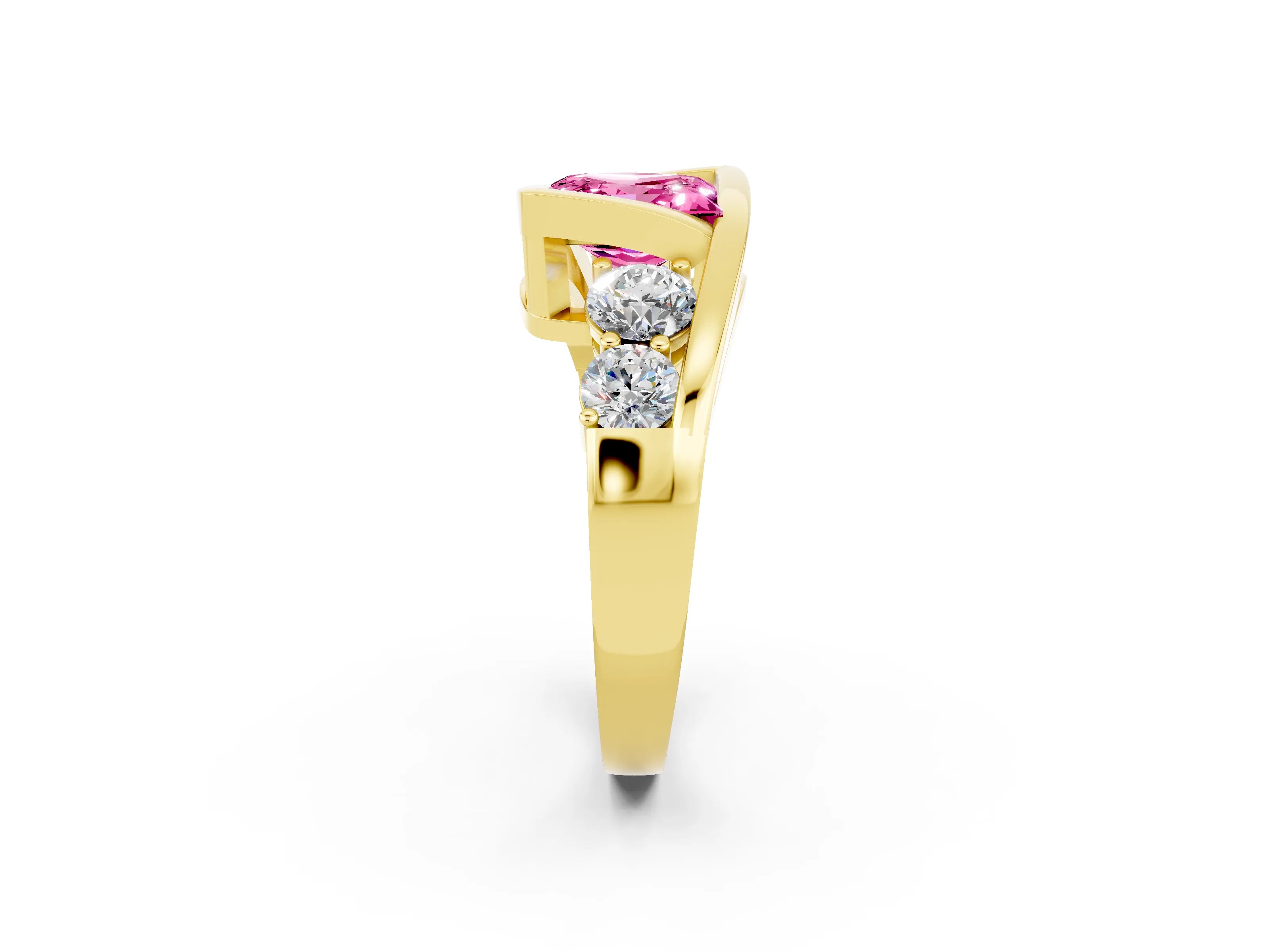 Yellow gold Bezel Set Princess Cut Diamond Split Shank Ring_2