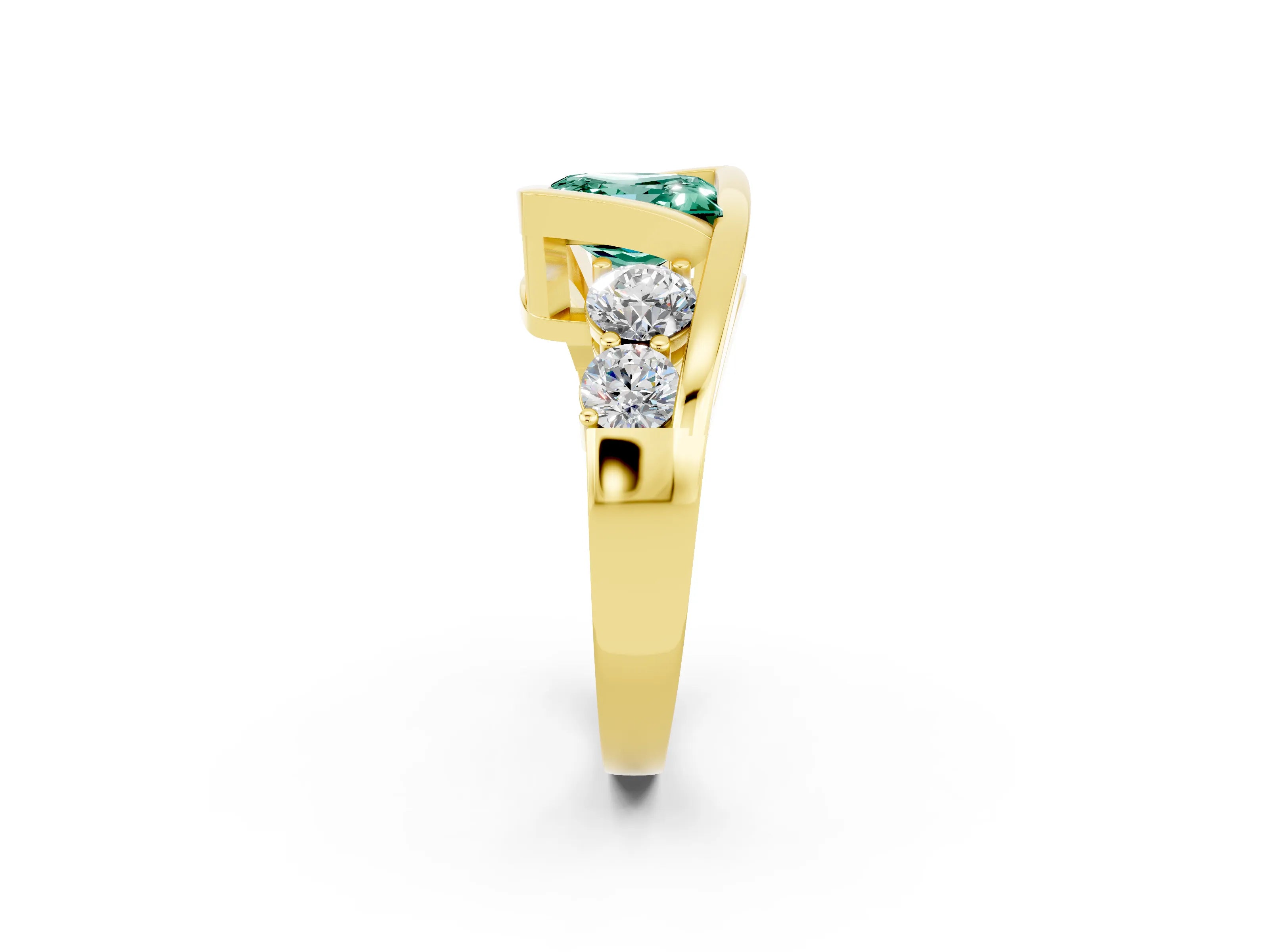 Yellow gold Bezel Set Princess Cut Diamond Split Shank Ring_2