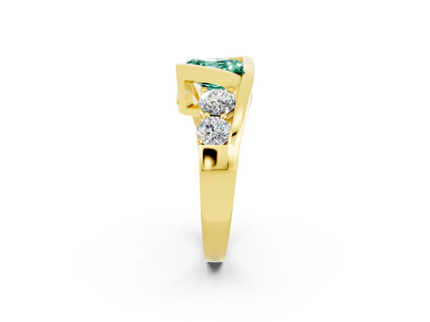 Yellow gold Bezel Set Princess Cut Diamond Split Shank Ring_2