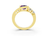 Yellow gold Bezel Set Princess Cut Diamond Split Shank Ring_3