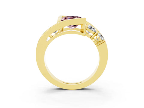 Yellow gold Bezel Set Princess Cut Diamond Split Shank Ring_3