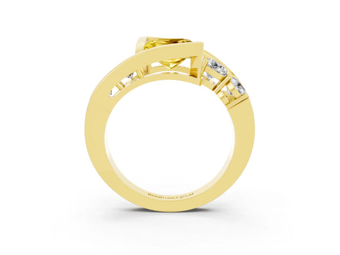 Yellow gold Bezel Set Princess Cut Diamond Split Shank Ring_3