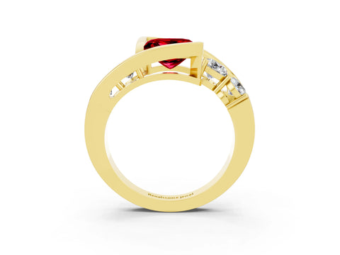 Yellow gold Bezel Set Princess Cut Diamond Split Shank Ring_3