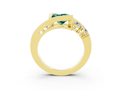 Yellow gold Bezel Set Princess Cut Diamond Split Shank Ring_3