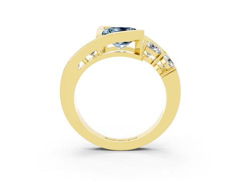 Yellow gold Bezel Set Princess Cut Diamond Split Shank Ring_3