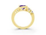 Yellow gold Bezel Set Princess Cut Diamond Split Shank Ring_3