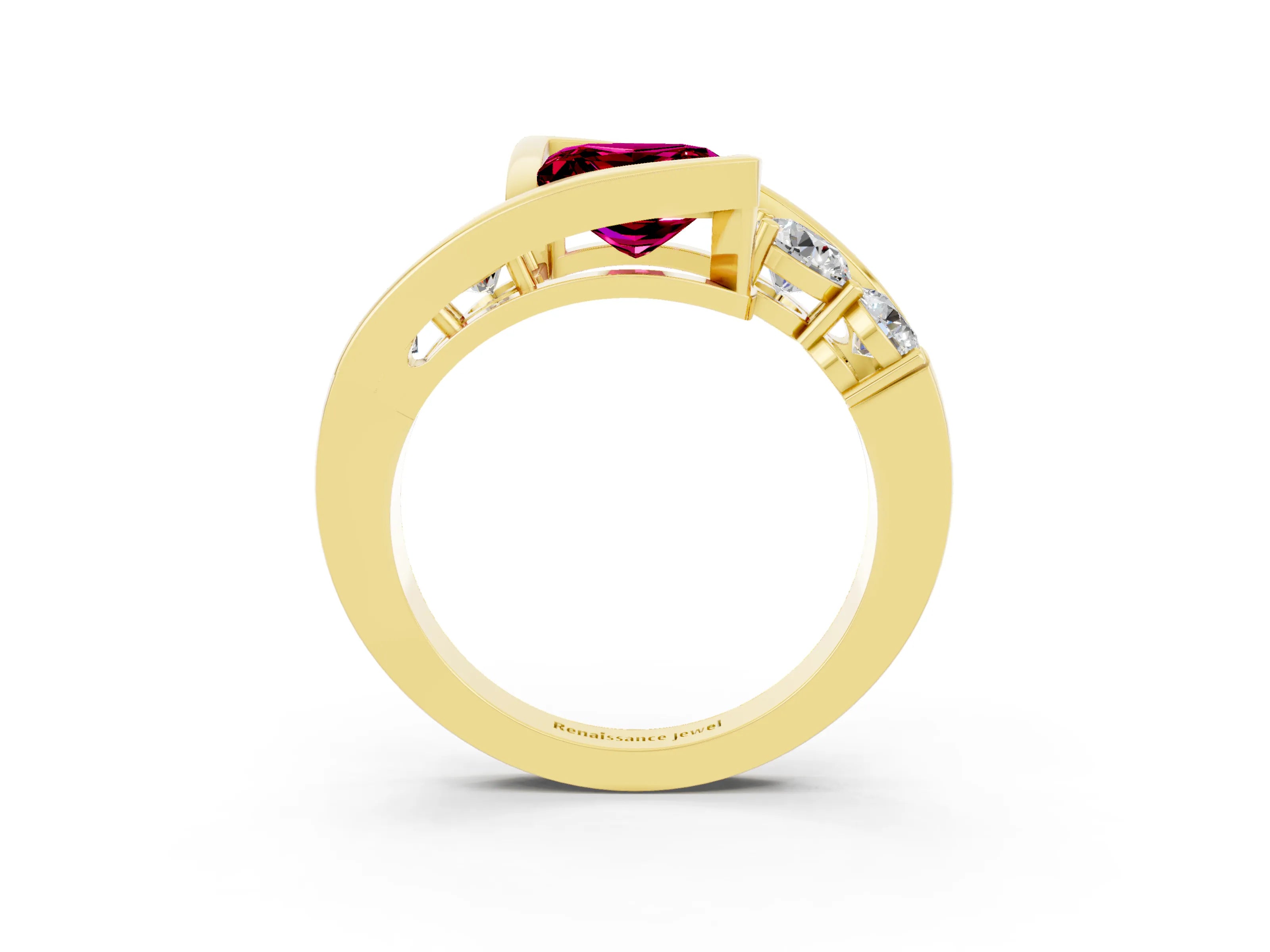 Yellow gold Bezel Set Princess Cut Diamond Split Shank Ring_3