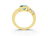 Yellow gold Bezel Set Princess Cut Diamond Split Shank Ring_3