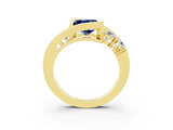 Yellow gold Bezel Set Princess Cut Diamond Split Shank Ring_3