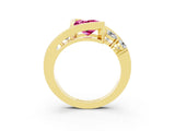 Yellow gold Bezel Set Princess Cut Diamond Split Shank Ring_3