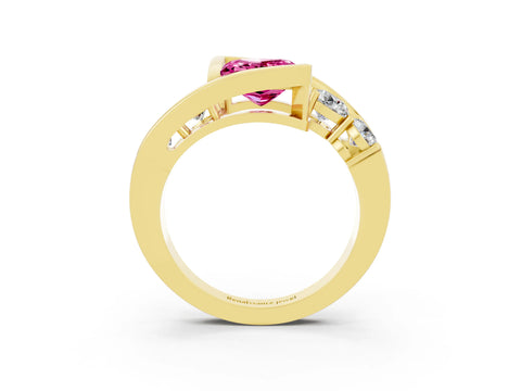 Yellow gold Bezel Set Princess Cut Diamond Split Shank Ring_3