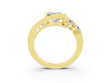 Yellow gold Bezel Set Princess Cut Diamond Split Shank Ring_3