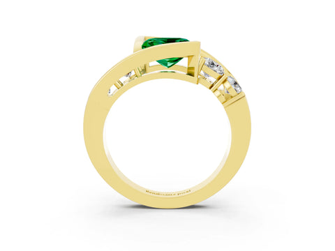 Yellow gold Bezel Set Princess Cut Diamond Split Shank Ring_3