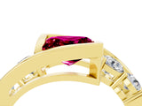 Yellow gold Bezel Set Princess Cut Diamond Split Shank Ring_4