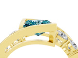 Yellow gold Bezel Set Princess Cut Diamond Split Shank Ring_4