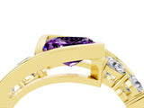 Yellow gold Bezel Set Princess Cut Diamond Split Shank Ring_4