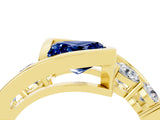 Yellow gold Bezel Set Princess Cut Diamond Split Shank Ring_4
