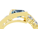 Yellow gold Bezel Set Princess Cut Diamond Split Shank Ring_4