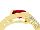 Yellow gold Bezel Set Princess Cut Diamond Split Shank Ring_4