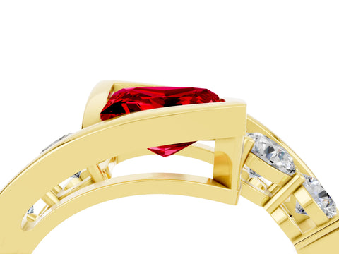 Yellow gold Bezel Set Princess Cut Diamond Split Shank Ring_4