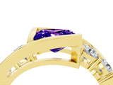 Yellow gold Bezel Set Princess Cut Diamond Split Shank Ring_4