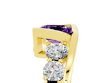 Yellow gold Bezel Set Princess Cut Diamond Split Shank Ring_5