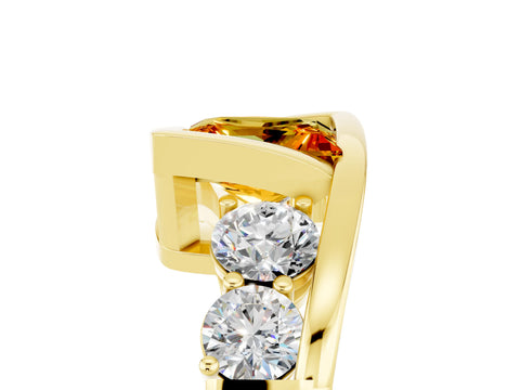 Yellow gold Bezel Set Princess Cut Diamond Split Shank Ring_5
