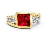 Yellow gold Bezel Set Princess Cut Diamond Split Shank Ring