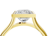Yellow gold Bezel Set Princess Cut Solitaire Ring with Tapered Band 4