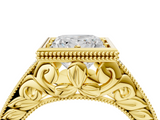 Yellow gold Bezel Set Princess Diamond Milgrain Pave Engagement Ring_41