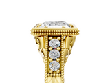 Yellow gold Bezel Set Princess Diamond Milgrain Pave Engagement Ring_42
