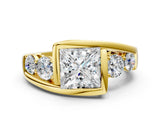 Yellow gold Bezel Set Princess Diamond Split Shank Ring_11