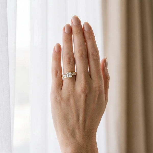Yellow gold Bezel Set Princess Diamond Split Shank Ring