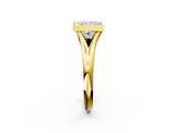 Yellow gold Bezel Set Princess Solitaire Diamond Ring with Smooth Band 2
